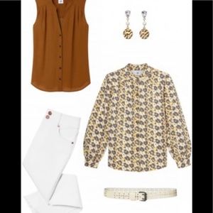 CABI  Dotty Sleeveless Tank Top in Golden Eye Size L